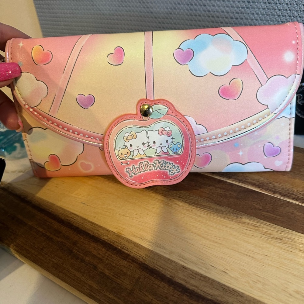 Loungefly Hello Kitty Pastel Wallet with Heart and Cloud Motif
